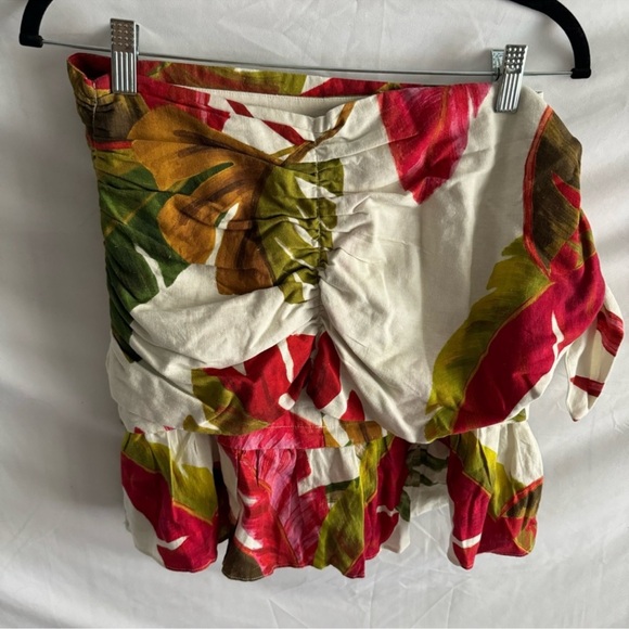 Farm Rio Spring Forest Green Red Tropical Leaf Print Mini Wrap Skirt Size S - Picture 3 of 16